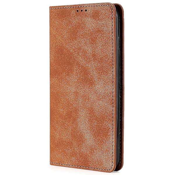 För Oppo A57s 4g / A57e 4g / A57 4g Magnetisk Autoabsorberad anti-scratch Phone case Stativ Pu Läder Light Brown