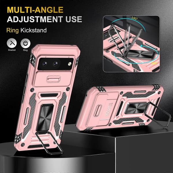Armor PC + TPU Kameraskydd Mobilskal Rose Gold For Google Pixel 8