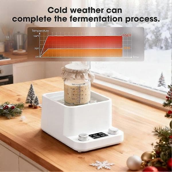 Surdejsstartervarmer Vandbad Præcis 1°F Termostat (70-104°F) Surdejsvarmer til Glas Under 50 Oz EU Stik White Eu plug