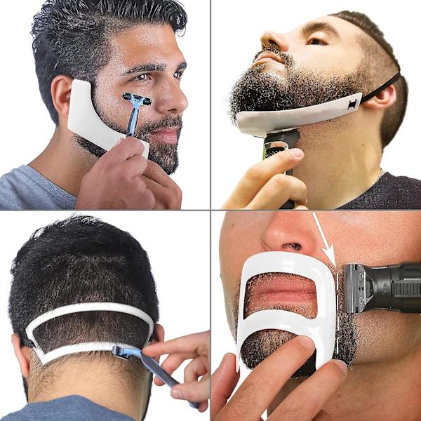 Skägg- och halslinje rakningsguide, hårklippningsverktygssats för män, Goatee Mustache Shaping Mall Vit