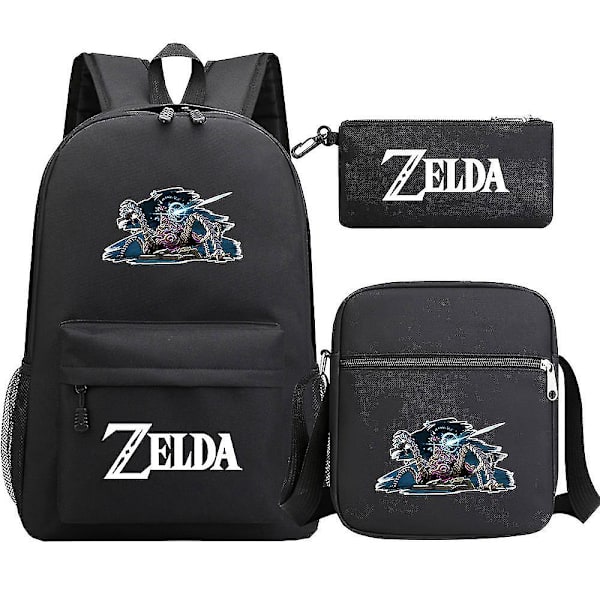 "Kingdom of Zelda Tears" printed koululaukku, kolmiosainen: teini-ikäisen opiskelijan reppu + unisex olkapuku miehille ja naisille 1