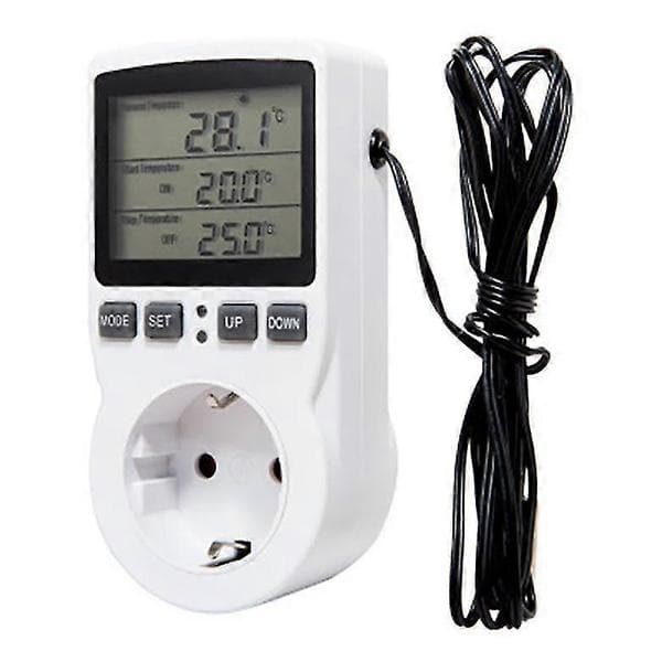Digital temperaturregulator stikkontakt EU-stik termostat med timer switch sensor sonde varme køleversion