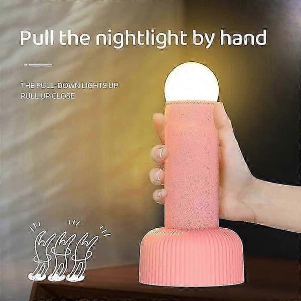 Genopladelig håndtræk natlampe til soveværelse sengelampe Black
