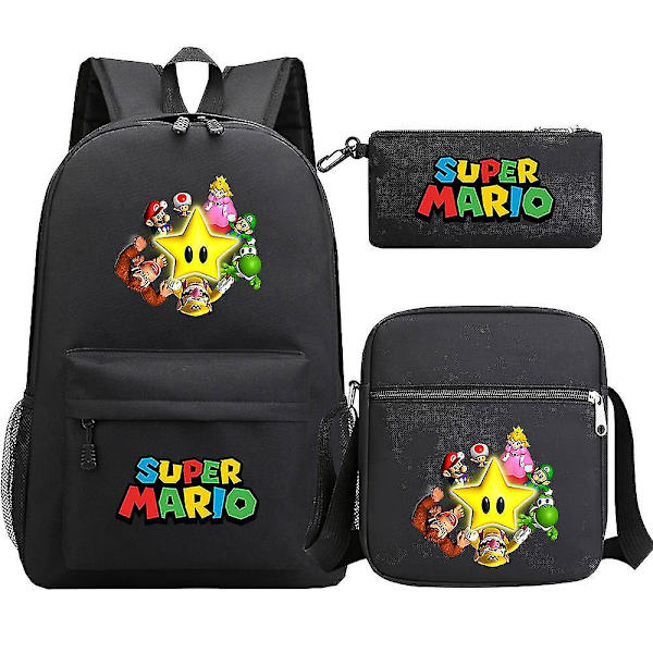 Super Mario Ryggsäck - Teens Girls Pojkar - Kawaii Student Vattentät Canvas Skolväskor - 3st Laptop Mochilas ryggsäckar 5