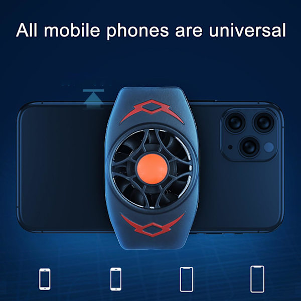 X13 Phone Cooler 7 Blade pikajäähdytys kannettava pelijäähdytystuulettimen peliohjaimen pidike suoratoistoa varten Black