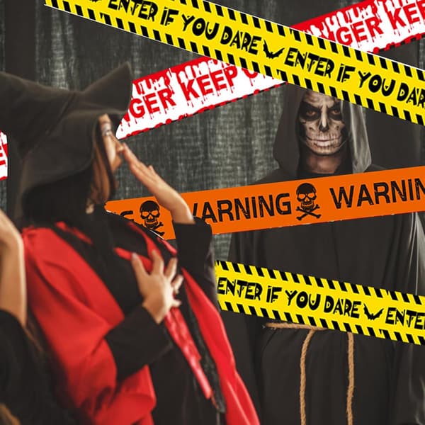 3 rullaa Halloween-peloteteippiä Halloween-varoitusteippiä Varoitusteippiä Vaarateippiä