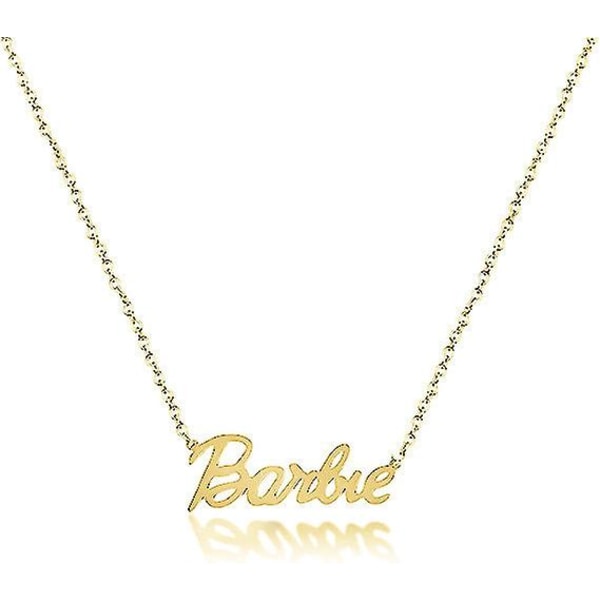 Engelska Barbie Alfabetet Halsband Söt Mode Dam Kedja Mångsidig Personlighet Stål Smycken Smink Hänge Tillbehör Presenter gold