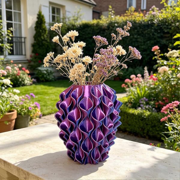 3D-printad blomvas röd guld geometrisk heminredning