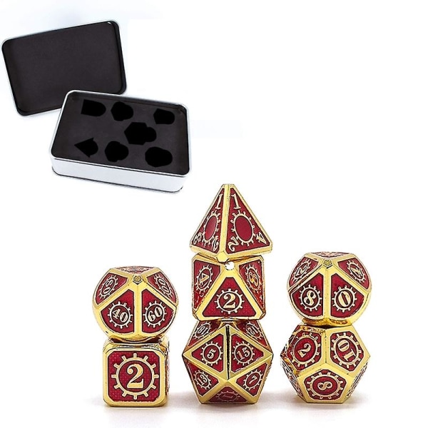 7 st Steampunk Style Metal Dice Metallic Dnd Game D&d Dice With Free Metal Case 448d -K