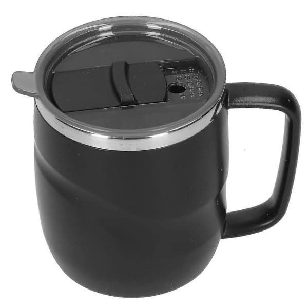Rustfrit stål 14oz kaffekrus med låg - Sort husholdningsvandkop