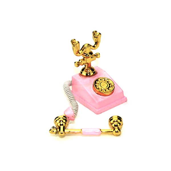 1/12 skala miniatyr dockhus tillbehör Mini telefon leksak barn leksak pink