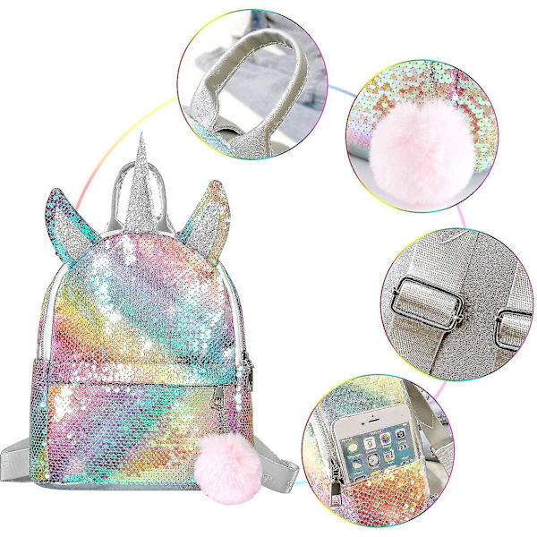 Tjejer Paljetter Ryggsäck, Unicorn Ryggsäck Tjej Paljetter Skolväska För Tjejer,mode Och Slitstark Reseryggsäck För Barn,Flickor Style1