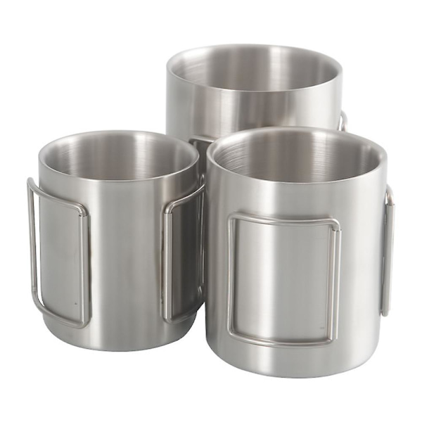 Campingmugg 200ml/300ml/400ml Rostfritt Stål Vattenmugg Tekopp Kaffeemugg Med Fällbara Handtag För Utomhus Camping Vandring Ryggsäck