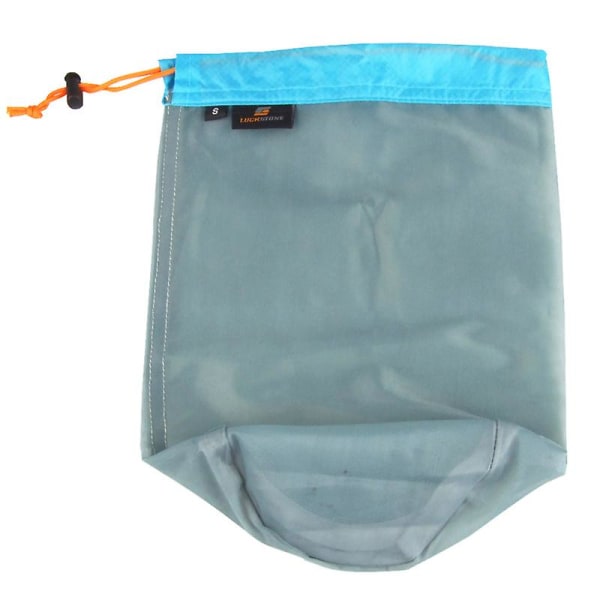 Ultralett polyester netting-oppbevaringspose Stuffsekk for Tavel-camping - størrelse S (himmelblå)