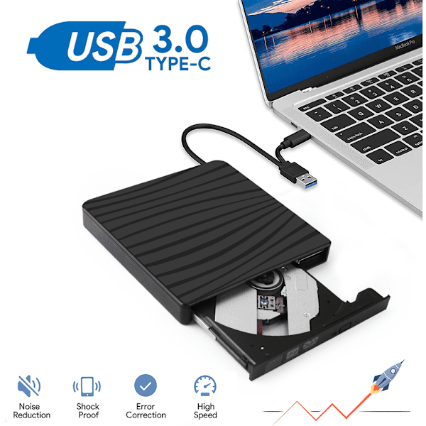 USB3.0 & Type-C ekstern optisk enhed dvd-brænder egnet til bærbare computere