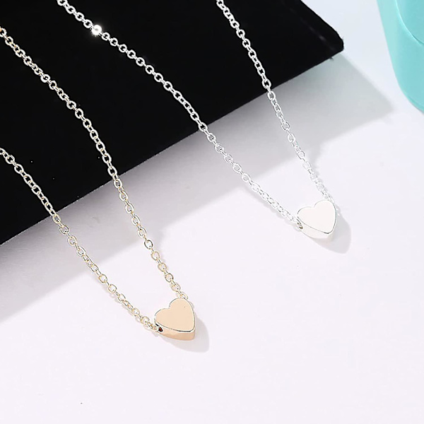 Hjerte Halskjede Tiny Heart Anheng Choker Halskjede Minimalistisk Hjerte Charm Halskjede Smykker Halskjede For Damer Jenter (1stk, Sølv)