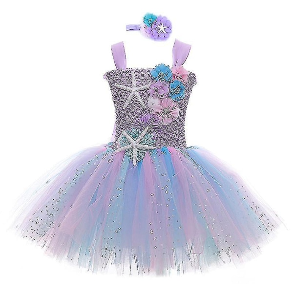 Piger Prinsesse Kjole Havfrue Ariel Tutu Kjole Karneval Fødselsdagsfest kostume Light purple 120