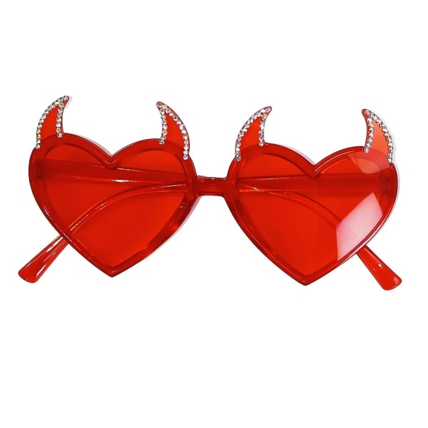 Söpöt aurinkolasit Devil Horn Heart Halloween Carnival Linssillä teini-ikäisille Red diamond
