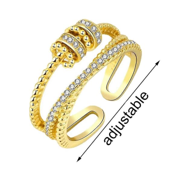 Fidget angstring for kvinner tenåringer justerbar spinner perle stressreduserende ringer Gold