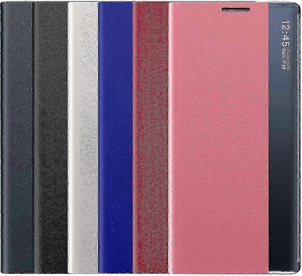Galaxy S20 FE Premium Læder Smart View Flip Cover med Spejlvindue Red