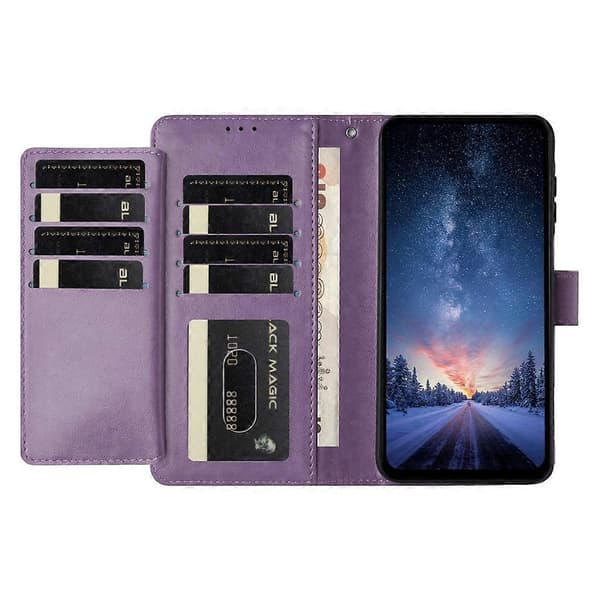 Kompatibelt plånboksfodral för iPhone 17 med stativ, PU-läder, folio-flipfodral med 8 kortfack Purple