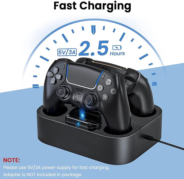 Ps5 Controller Ladestation Hurtig Opladningsdock Med Led-indikator Kompatibel Med Ps 5 Controller