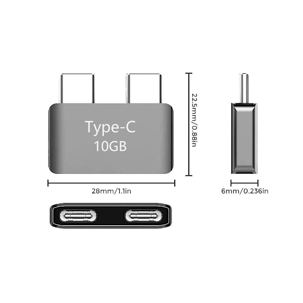 Dubbel typ-c-förlängningsadapter Usb-c 3 hona till hane expansionsadapter 40 gbps Pd 5k video för Pro Ai