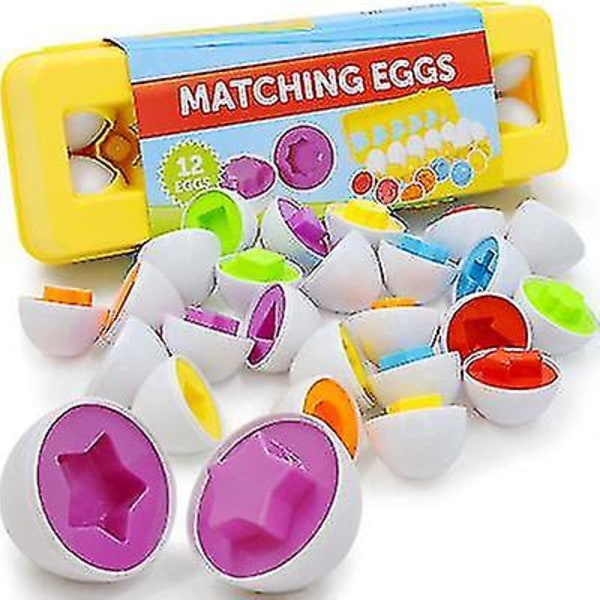 Farve Og Form Sorter Æg Sortiment Lærende Pædagogisk Legetøj Til Børn 12stk Gaver