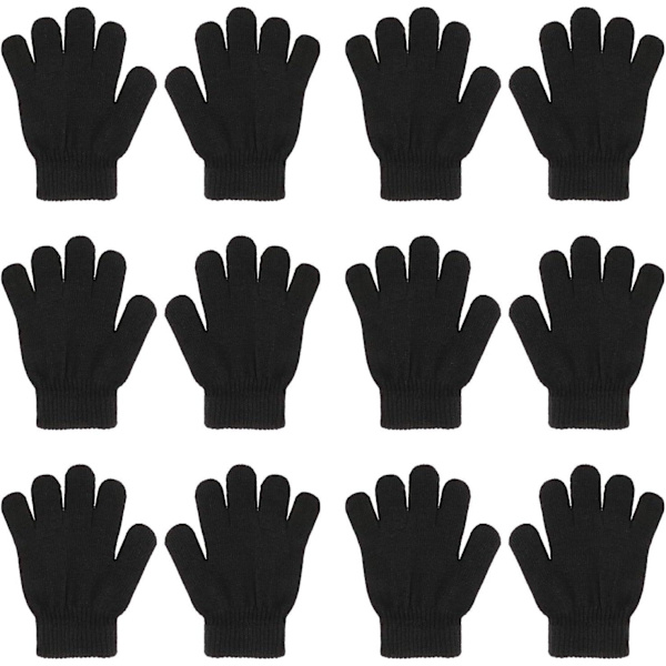 6 par barns vinterhandskar, stickade handskar för barn, barns skidhandskar, magic stickade handskar för barn