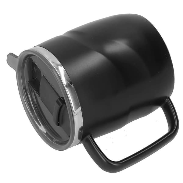 Rustfrit stål 14oz kaffekrus med låg - Sort husholdningsvandkop
