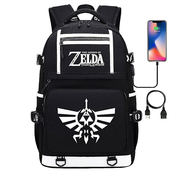 Breath Of The Wild Eye Game Usb-rygsæk - Fans' Cosplay-skoletaske til studerende, Unisex-rejsetaske til bærbar computer 4