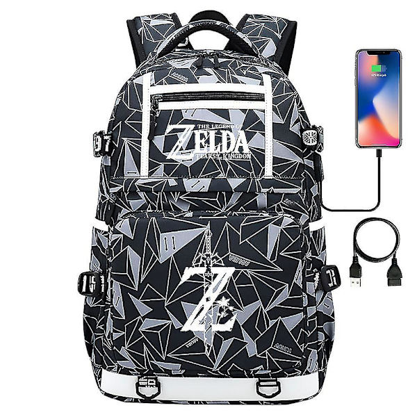 Breath Of The Wild Eye Game Fans USB Ryggsäck - Cosplay Student Skolväska För Unisex - Resedator Laptopväskor 1