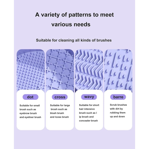 Silikoninen meikkiharjan puhdistusaine kuivauksella, 3 in 1 -meikkiharjan puhdistuskulho, puhdistustyökalu harjoille, puuterihuiskuille ja sienille Purple