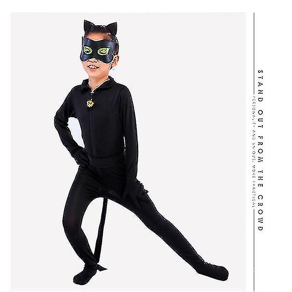 Cosplay Cat Noir Barn Bodysuit Black Cat Halloween Set Kids Dance Show Ladybug høj kvalitet Black L