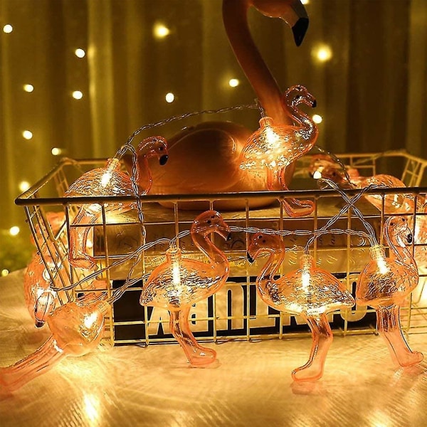 Wabjtam Pink Flamingo Lights, Utendørs Led String Lights 3m sett med 20 Led Batteridrevne Flamingo Fairy Lights Tropical Themed String Light For Weddi