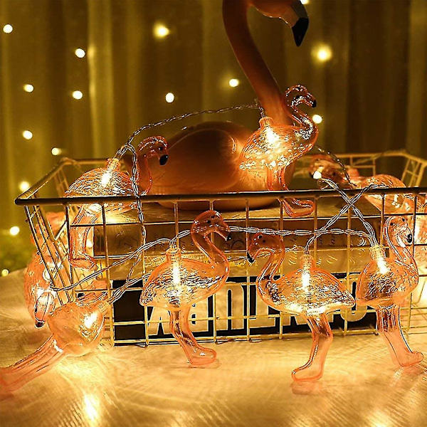 Wabjtam Pink Flamingo Lights, Utomhus Led String Lights 3m Set med 20 Led Batteridrivna Flamingo Fairy Lights Tropiskt tema String Light For Weddi