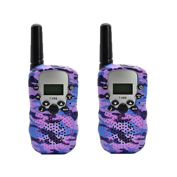 2 stk Kids Camouflage Walkie Talkie Mobil Håndholdt Transceiver Highlight Telefon Radio Interphone 3 km Mini Leker Gaver Gutt Jente 2pcs Purple (1 Pair)