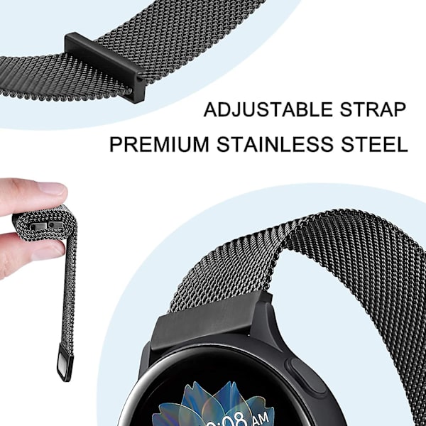 Metallbånd for erstatning av rustfritt stål for Samsung Galaxy Watch Active 2 Black