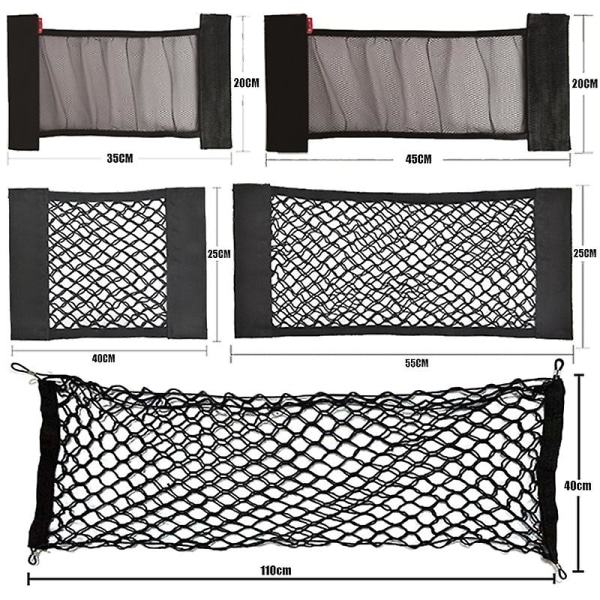 Bil Ryg Bag Organizer Net Sæde Elastisk String Magic Sticker Universal Opbevaringslomme Taske Auto Bil Trunk Organizer Engros| | C-02