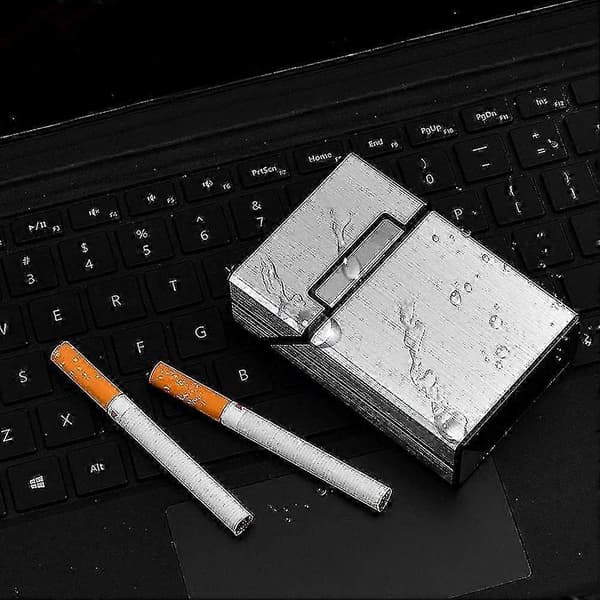 20 stk. aluminium cigaretetui, flip-top, grå, velegnet til mænd og kvinder