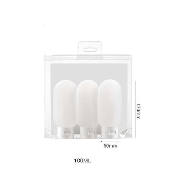 100 ml silikonreseflaskor Resetoalettflaskor Silikonvätskereseflaskset Resestorleksbehållare, 3 st