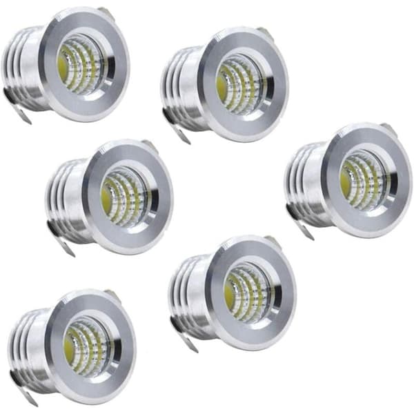 Sæt med 6 Mini Indbyggede LED Loftspots, Sort, 3W, Koldt Hvidt Black