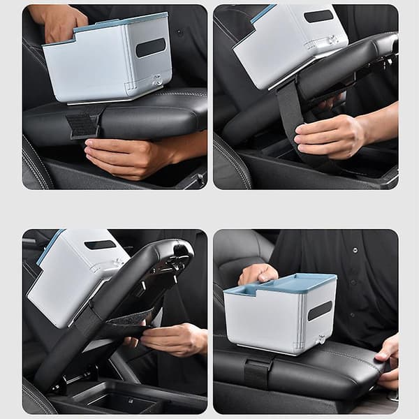 Multifunksjonell Avtakbar Bil Tissueboks Oppbevaringsholder Bil Interiør Armlene Koppholder Bil Organizer Auto Stuing Ryddig Boks| | Grey