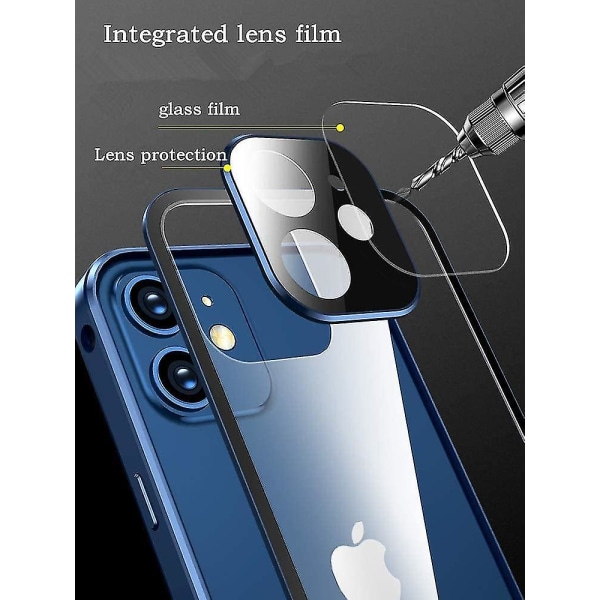 Sunrain Anti-Peeping Iphone 12 Pro Max -kotelo, jossa vahva Ic-adsorptiokameran linssisuoja metallikehys 360 koko vartaloa suojaava kaksipuolinen Gl Gold iPhone12Promax