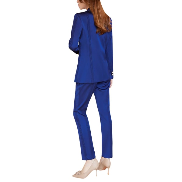 Yunclos 2-delad för kvinnor Enkelknäppt jacka med byxor Blue XL