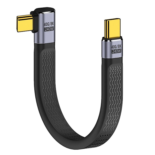 UC-002-0.13R 13cm Oikealle kulmaan taivutettu 240W Type-C uros-uros USB4 40Gbps 100W 8K litteä FPC-datakaapeli