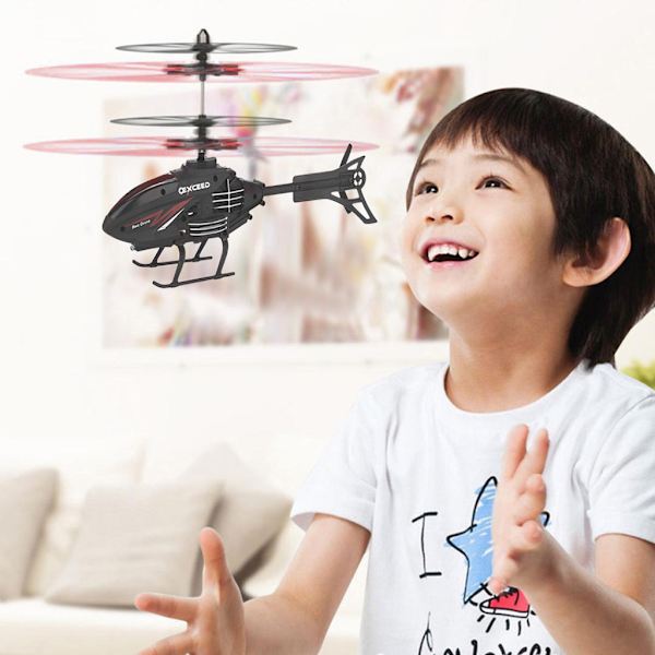 Mini RC Infrarød Induktion Helikopter Fly Blinkende Lys Legetøj Julegave Red