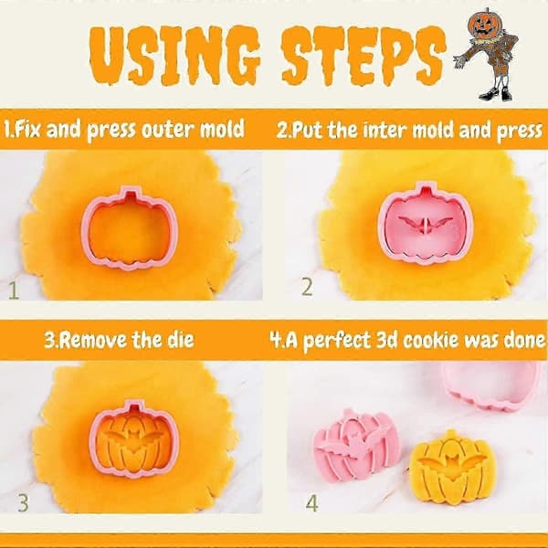Halloween Bageværktøj - 9 stk. 3D Græskar Cookie Cutters