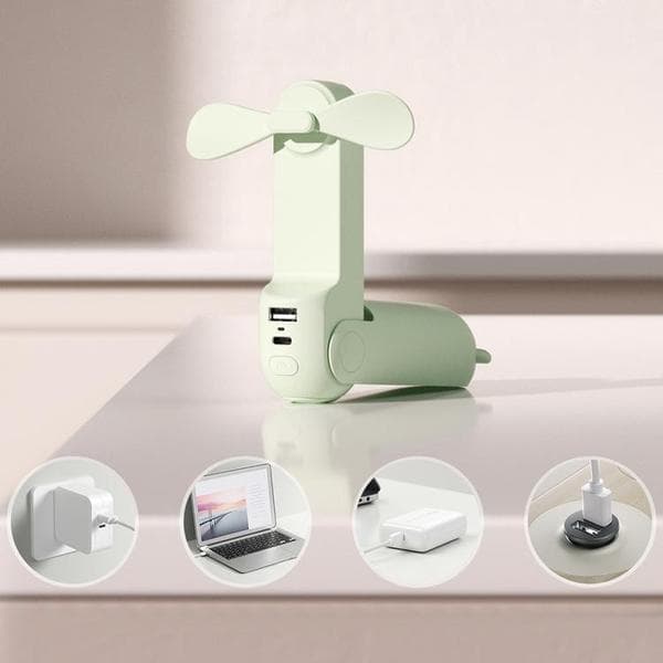 Jisulife Portable USB Mini Handheld Fan with Power Bank Function 2000mAh Life8 - Green 250