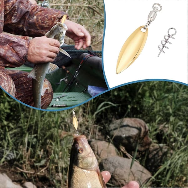 15 st guld fiskedrag lockbete pilblad eller Colorado blad spinnerblad lager swivels svans spinner spinnerbait bete tillverkning tillbehör bas bete med 15 st F